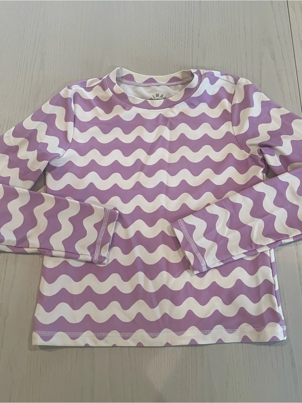 Primary Kids Long Sleeve Rashguard Swim Bikini Bottom Set (Purple Waves) Size 10